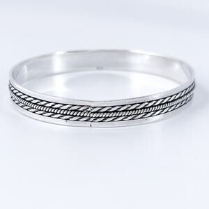 Vintage Silver Twisted Rope Bracelet